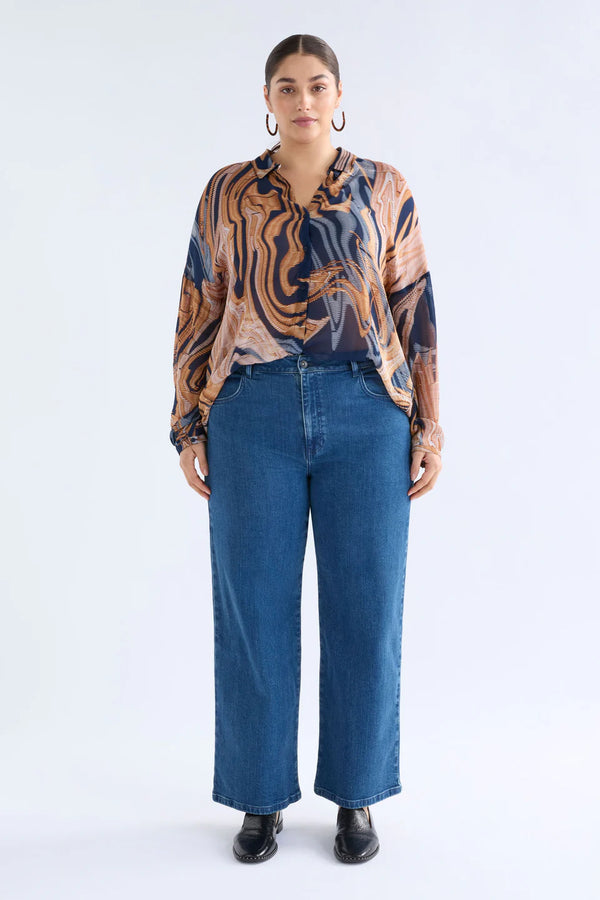 Eir Sheer Shirt- Brandr Print