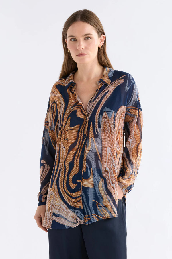 Eir Sheer Shirt- Brandr Print