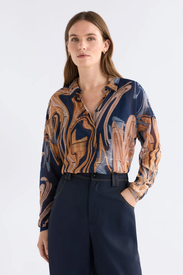 Eir Sheer Shirt- Brandr Print