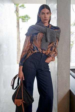 Eir Sheer Shirt- Brandr Print
