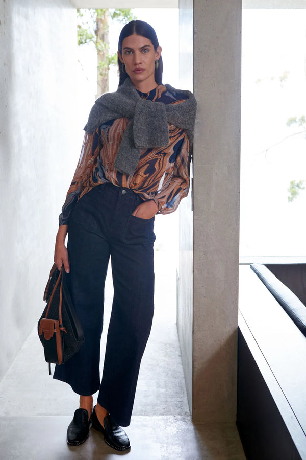 Eir Sheer Shirt- Brandr Print