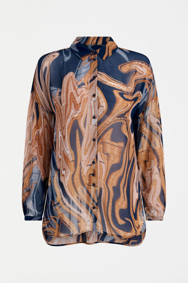 Eir Sheer Shirt- Brandr Print