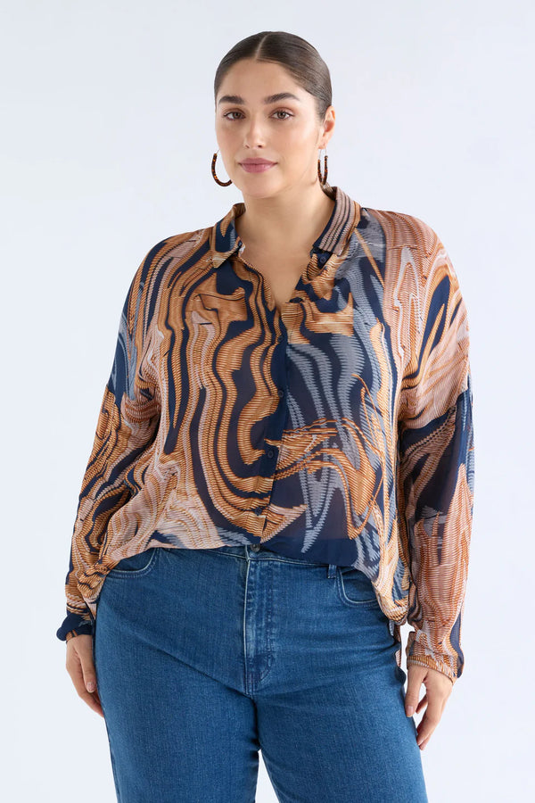 Eir Sheer Shirt- Brandr Print