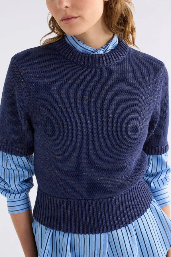 Luft Lurex Knit Top - Navy/Copper