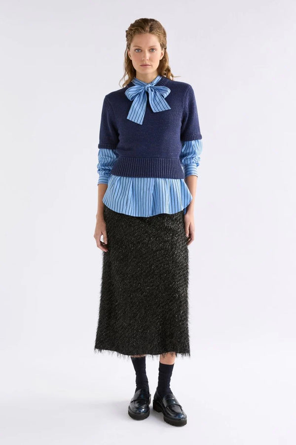 Luft Lurex Knit Top - Navy/Copper
