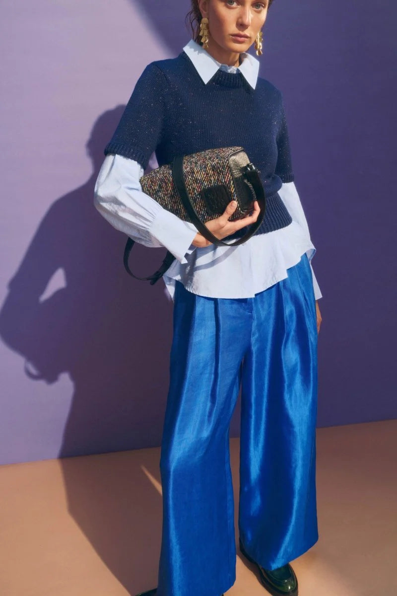 Luft Lurex Knit Top - Navy/Copper
