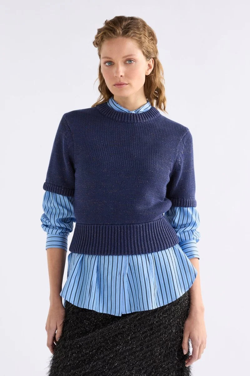 Luft Lurex Knit Top - Navy/Copper
