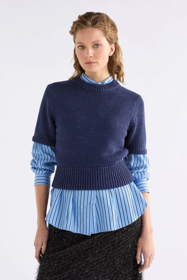 Luft Lurex Knit Top - Navy/Copper