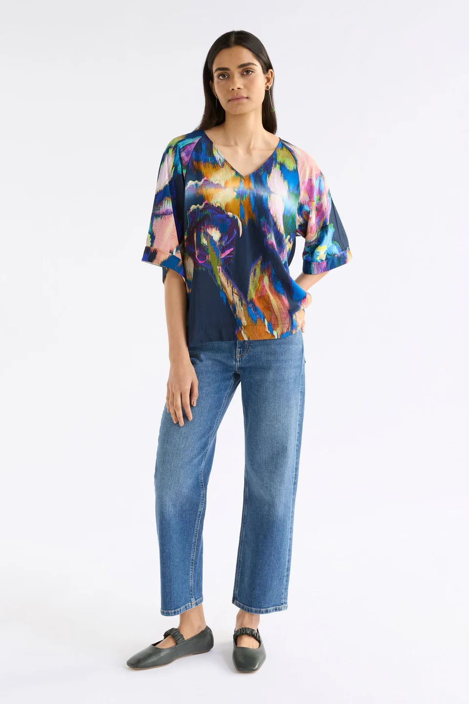 Moda V Neck Top - Vaara Print