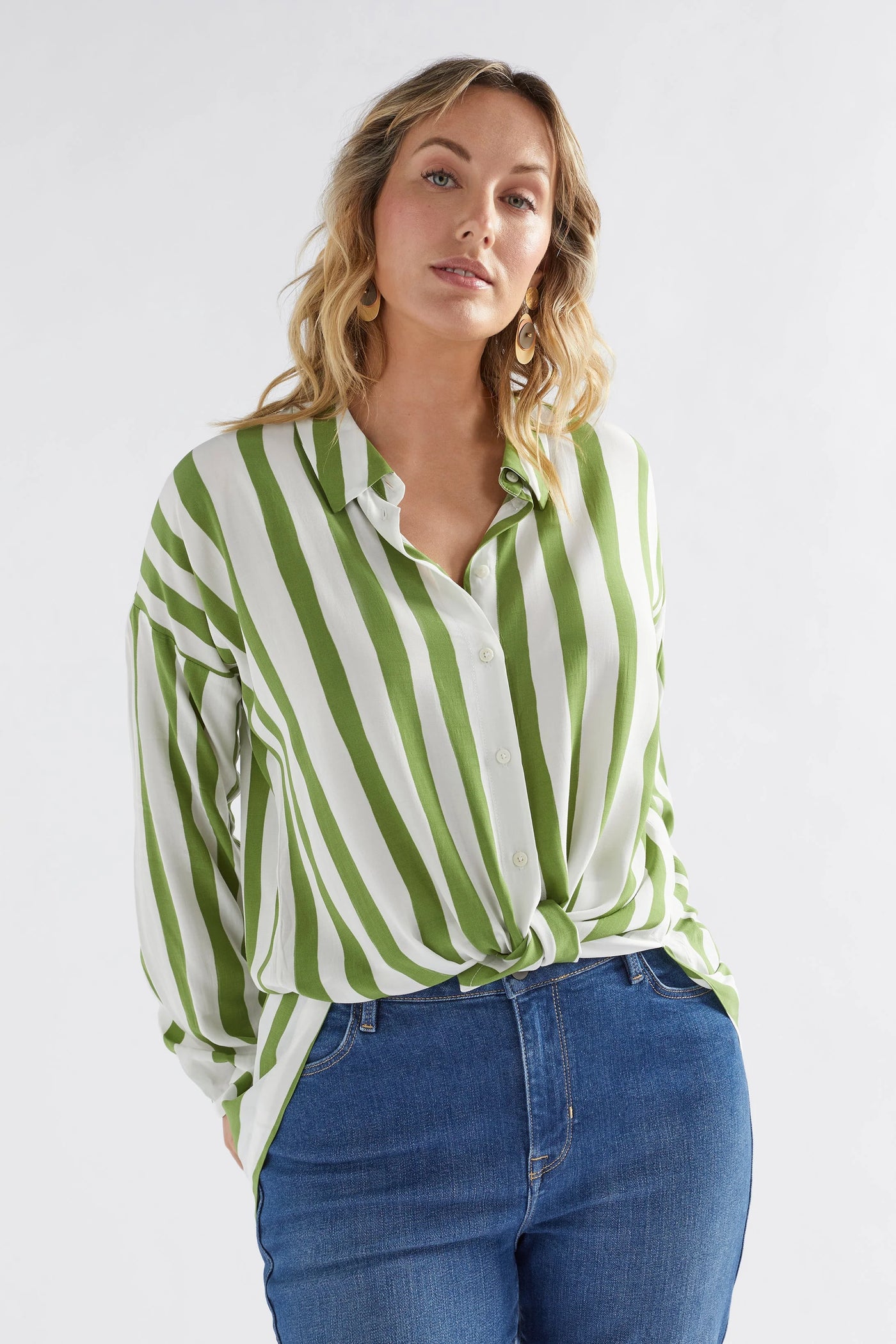 Tilbe Shirt- Green White Stripe