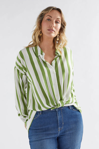 Tilbe Shirt- Green White Stripe