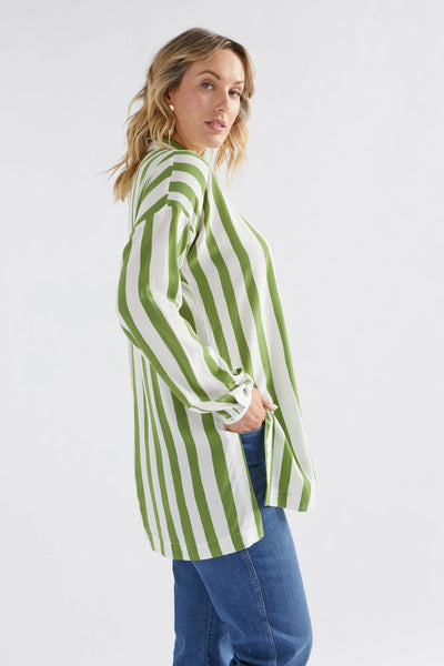 Tilbe Shirt- Green White Stripe