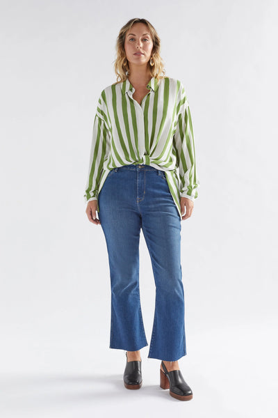 Tilbe Shirt- Green White Stripe