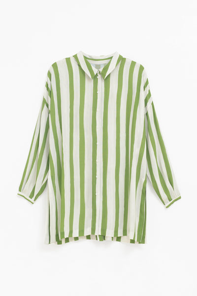 Tilbe Shirt- Green White Stripe