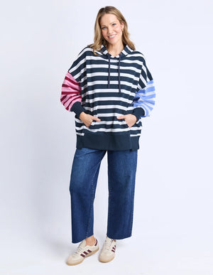 All Sorts Hoodie - Pink Navy Stripe