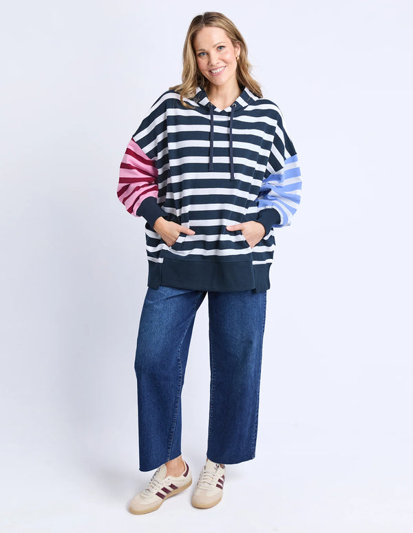 All Sorts Hoodie - Pink Navy Stripe