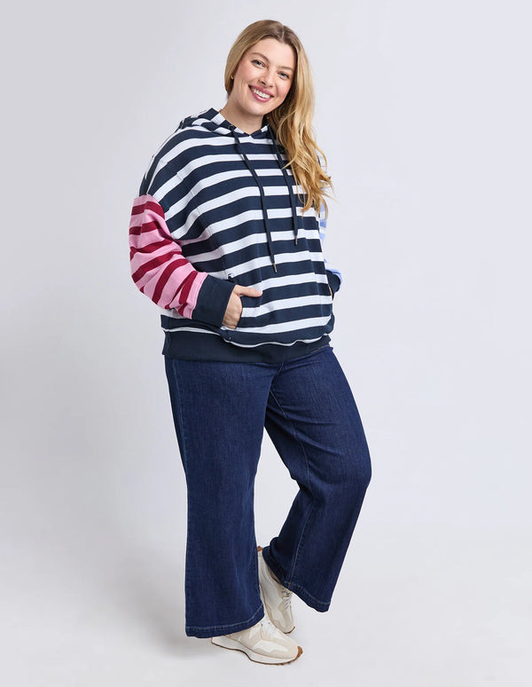 All Sorts Hoodie - Pink Navy Stripe