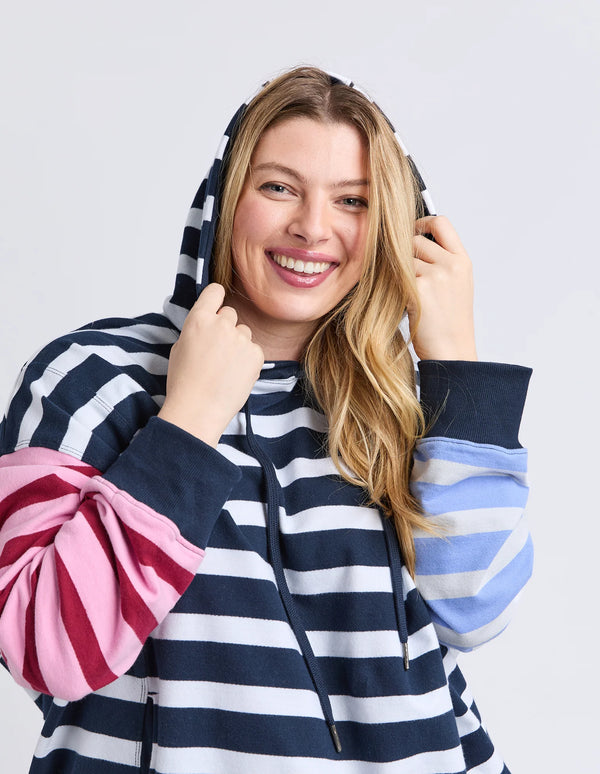 All Sorts Hoodie - Pink Navy Stripe