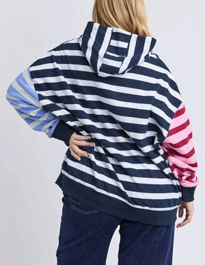 All Sorts Hoodie - Pink Navy Stripe