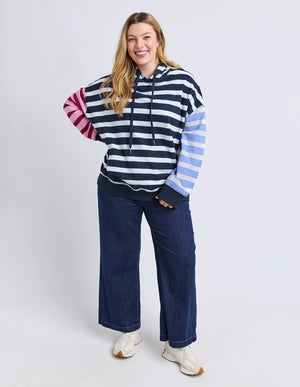 All Sorts Hoodie - Pink Navy Stripe