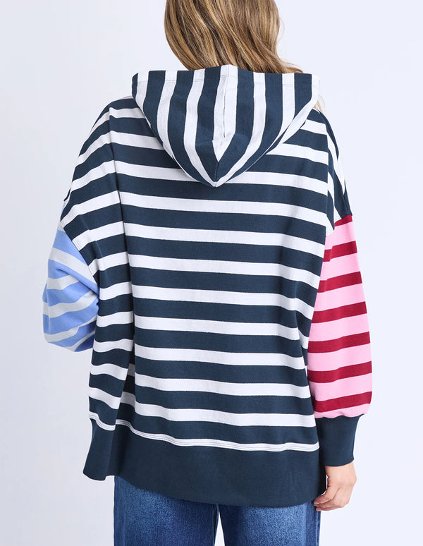 All Sorts Hoodie - Pink Navy Stripe