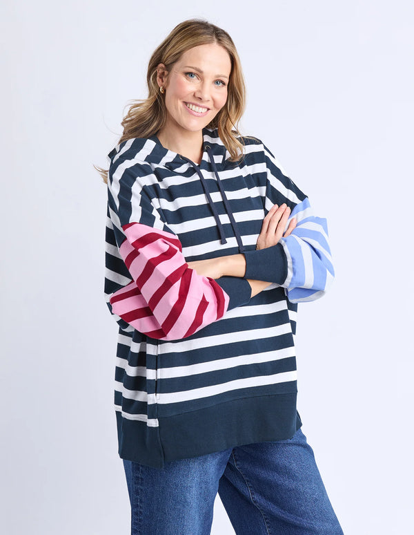 All Sorts Hoodie - Pink Navy Stripe