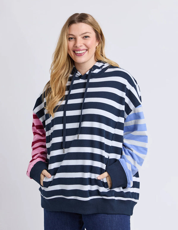 All Sorts Hoodie - Pink Navy Stripe
