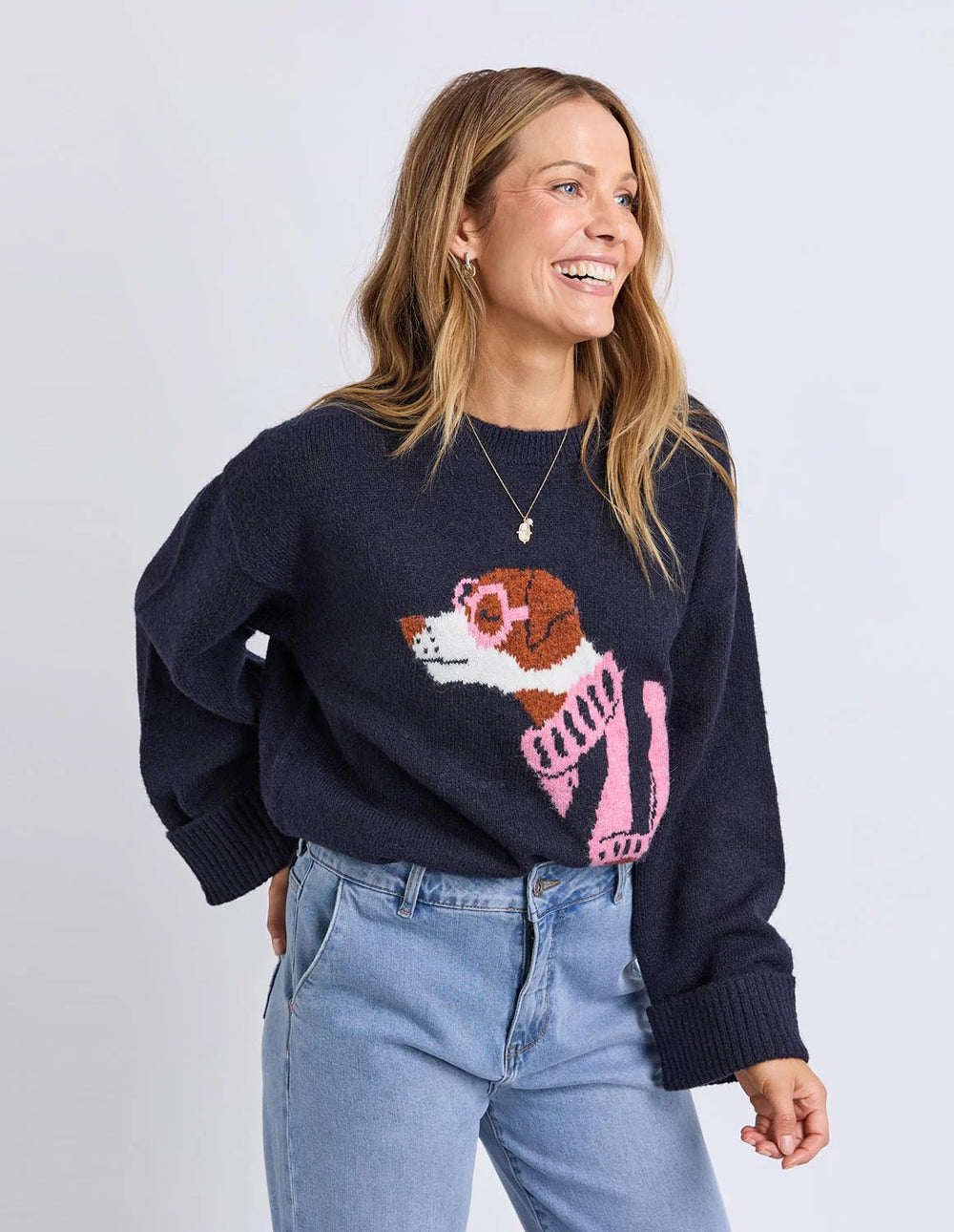 Annie Intarsia Knit - Navy