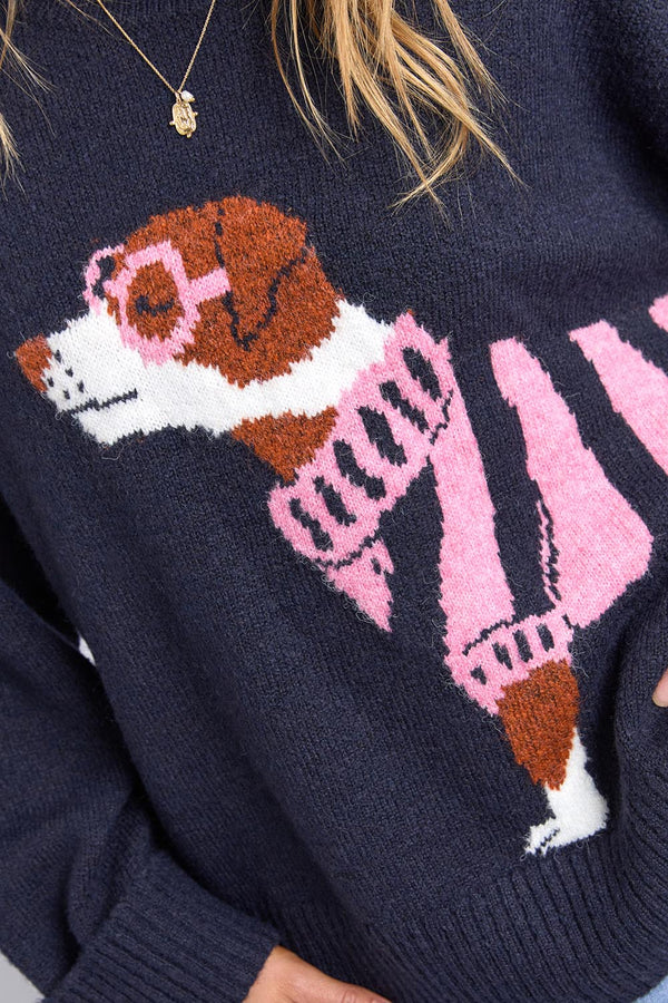 Annie Intarsia Knit - Navy
