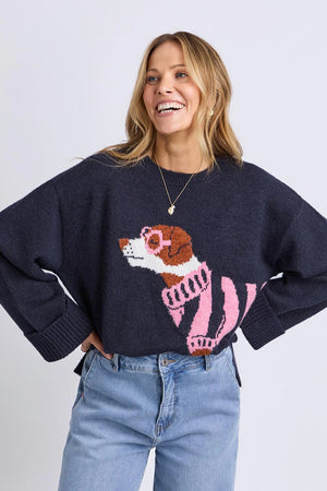 Annie Intarsia Knit - Navy