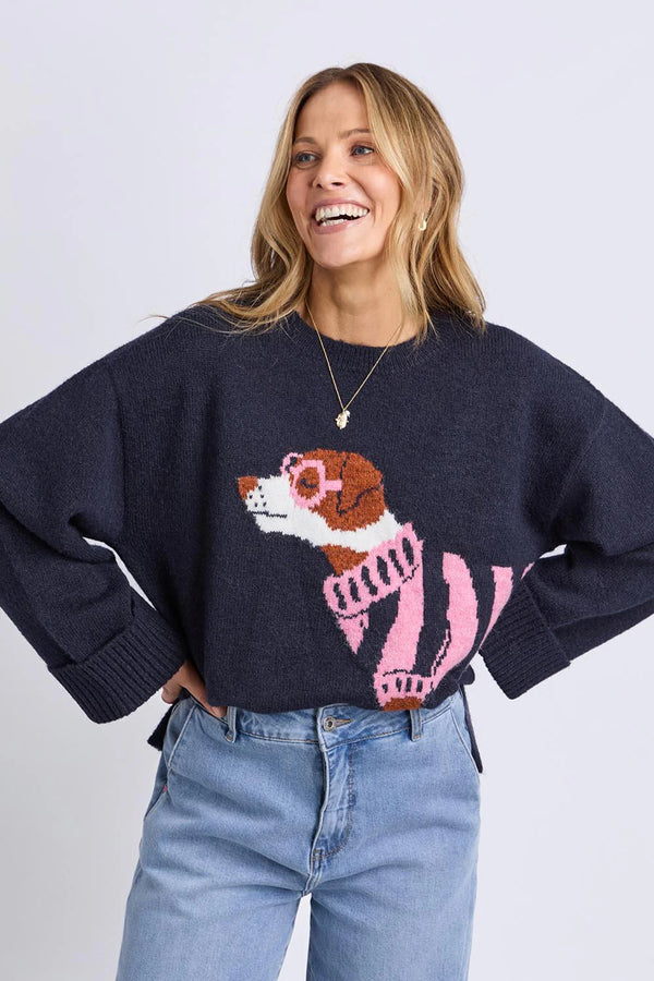 Annie Intarsia Knit - Navy