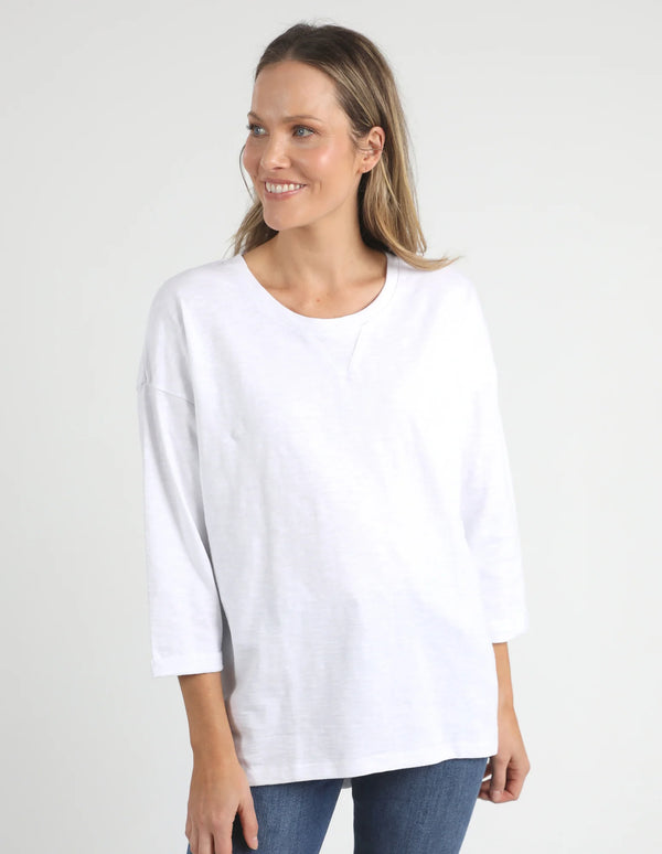Annie 3/4 Sleeve Tee - White