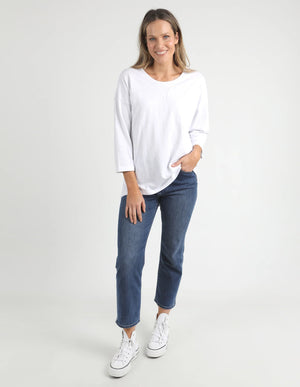 Annie 3/4 Sleeve Tee - White