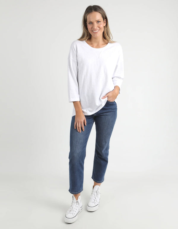 Annie 3/4 Sleeve Tee - White