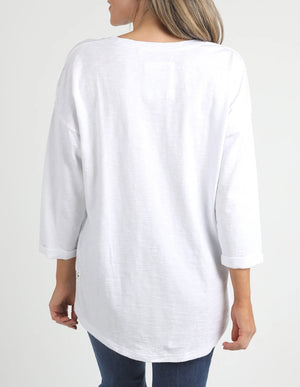 Annie 3/4 Sleeve Tee - White