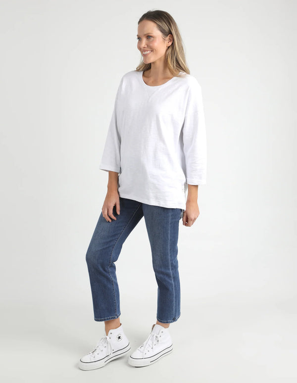 Annie 3/4 Sleeve Tee - White