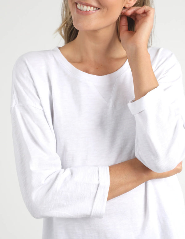 Annie 3/4 Sleeve Tee - White
