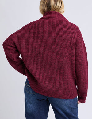 Bron Button Knit - Maroon