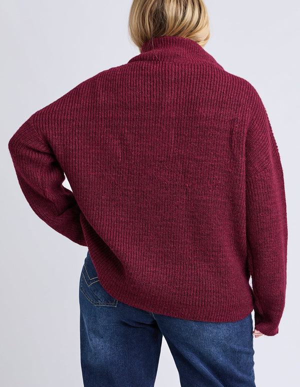 Bron Button Knit - Maroon