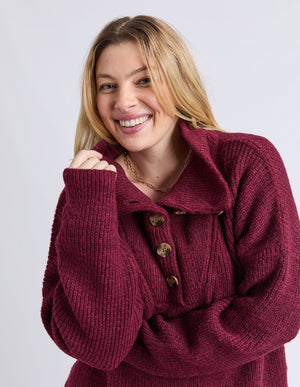 Bron Button Knit - Maroon
