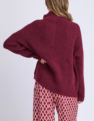 Bron Button Knit - Maroon
