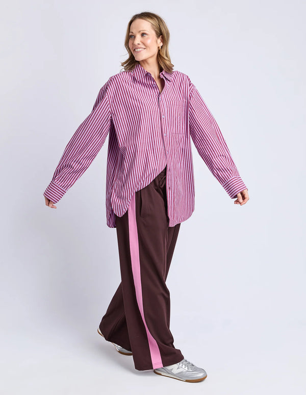 Lila Stripe Shirt - Maroon Lilac Stripe