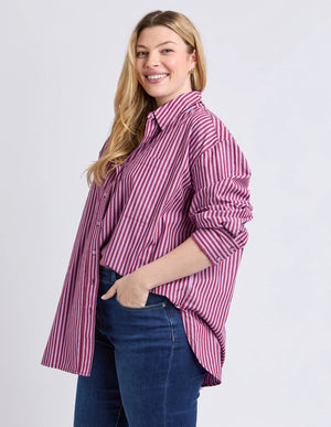 Lila Stripe Shirt - Maroon Lilac Stripe