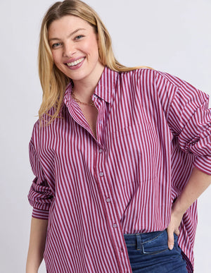 Lila Stripe Shirt - Maroon Lilac Stripe