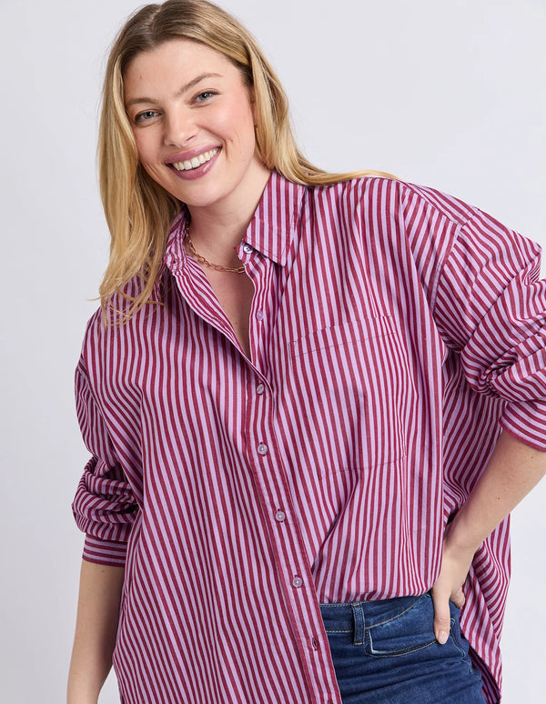 Lila Stripe Shirt - Maroon Lilac Stripe