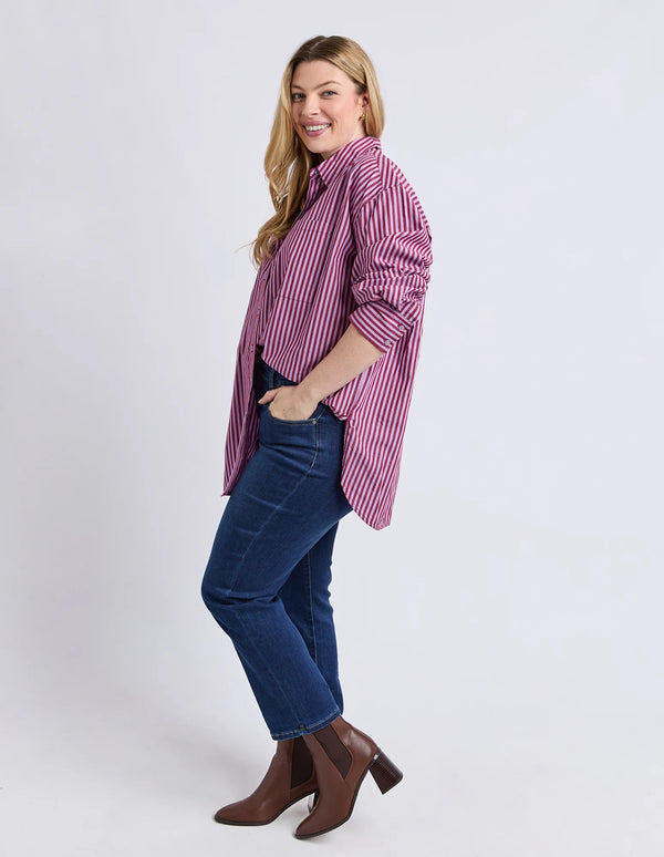 Lila Stripe Shirt - Maroon Lilac Stripe