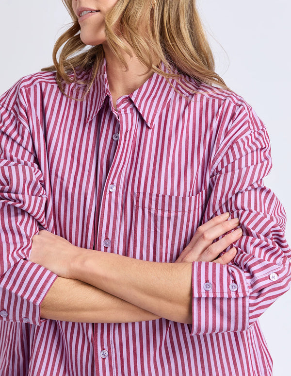 Lila Stripe Shirt - Maroon Lilac Stripe