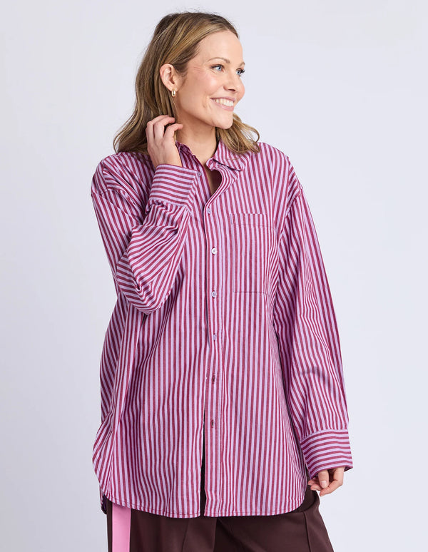 Lila Stripe Shirt - Maroon Lilac Stripe