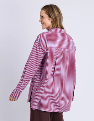 Lila Stripe Shirt - Maroon Lilac Stripe