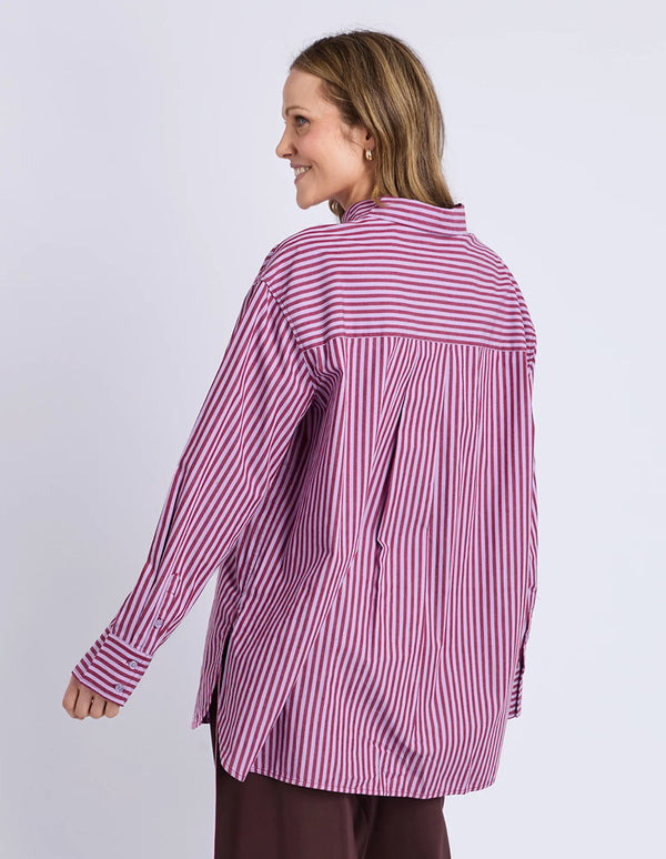 Lila Stripe Shirt - Maroon Lilac Stripe